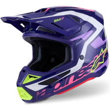 Alpinestars SM7 Deed motokrossz bukósisak lila-rószaszín-fehér-fluo sárga bukósisak