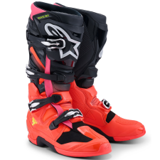 Alpinestars Tech 7 motoros csizma fekete-fluo piros-fluo rózsaszín motoros csizma