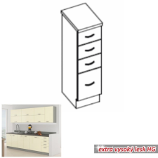  Alsó szekrény, krémszínű magas fényű fehér, PRADO 40 D 4S bútor