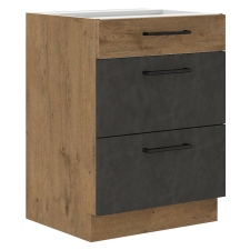  Alsószekrény, szürke matt/tölgy lancelot, VEGA 60 D 3S BB bútor