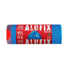 ALUFIX Szemeteszsák zárószalaggal, 60 liter (15 db) tisztító- és takarítószer, higiénia