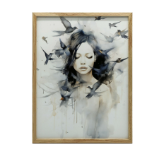 ALUMÍNIUM KERETES FALI PLAKÁT BIRDS ÉS SOUL 70X100 CM ARANY grafika, keretezett kép