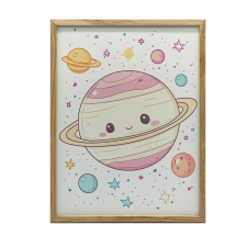 ALUMÍNIUM KERETES FALI PLAKÁT CUTE PLANET 50x70 CM grafika, keretezett kép