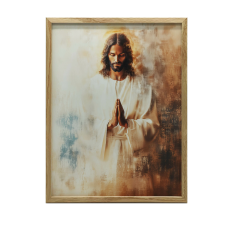 ALUMÍNIUM KERETES FALI PLAKÁT JÉZUS AZ IMÁBAN 40x50 CM grafika, keretezett kép