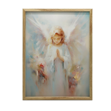 ALUMÍNIUM KERETES FALI PLAKÁT KISANGYAL IMÁJA 50x70 CM grafika, keretezett kép