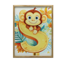 ALUMÍNIUM KERETES FALI PLAKÁT MERRY MONKEY LETTER S 70x100 CM grafika, keretezett kép