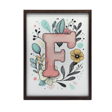  ALUMÍNIUM KERETES PLAKÁT FALRA ARANY F BETŰ VIRÁGOK 60X90 CM grafika, keretezett kép