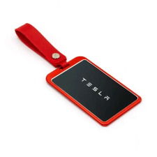 Alumínium kulcstartó, autós kártyavédelemmel ellátott, Tesla 3/Y modellel kompatibilis, piros kulcstartó
