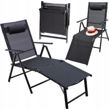  Alumínium textilén nyugágy, többpozíciós, fekete 41100 kerti bútor