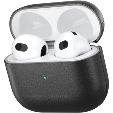 AlzaGuard Genuine Leather AirPods 2021 tok, fekete fülhallgató, fejhallgató tok