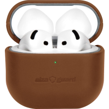 AlzaGuard Genuine Leather AirPods 4 nyeregbarna tok fülhallgató, fejhallgató tok