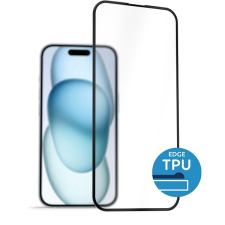 AlzaGuard Glass with TPU Frame iPhone 15 Plus 2.5D üvegfólia - fekete mobiltelefon kellék