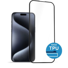 AlzaGuard Glass with TPU Frame iPhone 15 Pro 2.5D üvegfólia - fekete mobiltelefon kellék