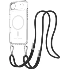 AlzaGuard Luxe Detach Lanyard Case Compatible with MagSafe iPhone 17 fekete tok tok és táska