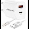 AlzaPower A101CA Fast Charge 20 W fehér + Core Lightning MFi (C189) 1 m, fehér (APW-CCA101-CBMFI18911W)
