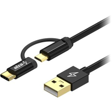 AlzaPower AluCore 2in1 Micro USB + USB-C 1 m fekete kábel és adapter