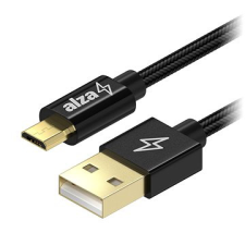 AlzaPower AluCore Micro USB 0.5m fekete kábel és adapter