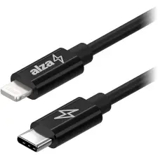 AlzaPower Core USB-C to Lightning MFi 1m, fekete kábel és adapter