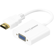 AlzaPower HDMI (M) to VGA (F) with 3.5mm Jack - fehér kábel és adapter