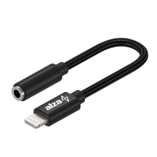 AlzaPower Lightning MFi (M) to 3.5mm Jack (F) 0.1m, fekete kábel és adapter