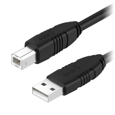 AlzaPower LinkCore USB-A to USB-B 2m, fekete kábel és adapter
