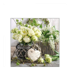 AMB.12516280 White Tulips papírszalvéta 25x25cm, 20db-os papírárú, csomagoló és tárolóeszköz