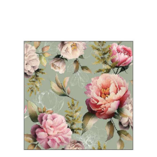 AMB.12518130 Peonies composition green papírszalvéta 25x25cm, 20db-os papírárú, csomagoló és tárolóeszköz
