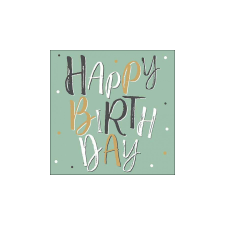 AMB.13318235 Birthday celebration green papírszalvéta 33x33cm, 20db-os papírárú, csomagoló és tárolóeszköz