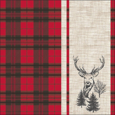  AMB.13320240 Deer plaid red papírszalvéta 33x33cm, 20db-os papírárú, csomagoló és tárolóeszköz