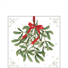  AMB.32518860 Mistletoe with bow white papírszalvéta 25x25cm, 20db-os papírárú, csomagoló és tárolóeszköz