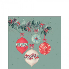  AMB.32519187 Berry baubles green papírszalvéta 25x25cm, 20db-os papírárú, csomagoló és tárolóeszköz