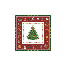 AMB.33314517 Christmas Evergreen red papírszalvéta 33x33cm, 20db-os asztalterítő és szalvéta
