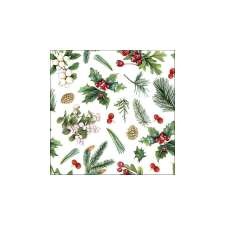 AMB.33316495 Winter greenery white papírszalvéta 33x33cm, 20db-os papírárú, csomagoló és tárolóeszköz