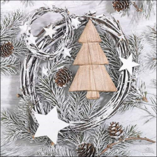 AMB.33317810 White Christmas papírszalvéta 33x33cm, 20db-os papírárú, csomagoló és tárolóeszköz