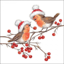  AMB.33318865 Christmas robins white papírszalvéta 33x33cm, 20db-os papírárú, csomagoló és tárolóeszköz