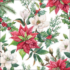 AMB.33318875 Christmas florals papírszalvéta 33x33cm, 20db-os papírárú, csomagoló és tárolóeszköz