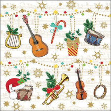  AMB.33319000 Christmas instruments papírszalvéta 33x33cm, 20db-os papírárú, csomagoló és tárolóeszköz