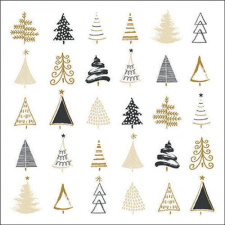  AMB.33319048 Christmas tree doodles black papírszalvéta 33x33cm, 20db-os papírárú, csomagoló és tárolóeszköz