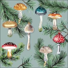  AMB.33319156 Mushroom ornaments mint papírszalvéta 33x33cm, 20db-os papírárú, csomagoló és tárolóeszköz
