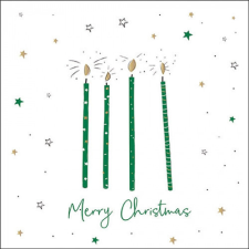  AMB.33320026 X-mas candles green papírszalvéta 33x33cm, 20db-os papírárú, csomagoló és tárolóeszköz