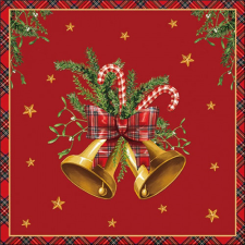  AMB.33320037 Scottish bells red papírszalvéta 33x33cm, 20db-os papírárú, csomagoló és tárolóeszköz