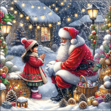  AMB.33320055 Talking to Santa papírszalvéta 33x33cm, 20db-os papírárú, csomagoló és tárolóeszköz