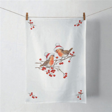  AMB.37818865 Christmas robins white konyharuha 50x70cm, 100% pamut lakástextília