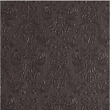 AMBIENTE 14011112 Elegance Dark Grey dombornyomott papírszalvéta nagy, 40x40cm, 15db-os asztalterítő és szalvéta