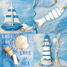 AMBIENTE AMB.13308365 Love at Sea papírszalvéta 33x33cm,20db-os asztalterítő és szalvéta