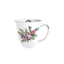 AMBIENTE AMB.38415570 Holly and Berries porcelánbögre 0,4l bögrék, csészék