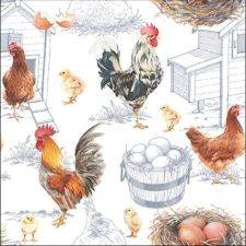 AMBIENTE Chicken Farm papírszalvéta 33x33cm, 20db-os konyhai eszköz