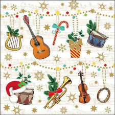 Ambiente Christmas instruments papírszalvéta 33x33cm, 20db-os papírárú, csomagoló és tárolóeszköz