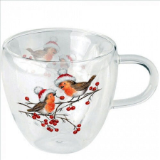 Ambiente Christmas robins white duplafalú borosilicate üvegcsésze 0,25L bögrék, csészék