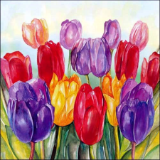 Ambiente Colourful tulips papírszalvéta 33x33cm, 20db-os papírárú, csomagoló és tárolóeszköz